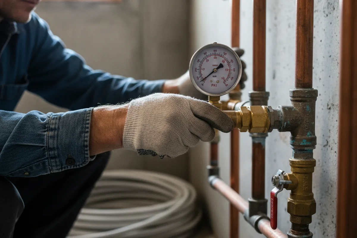 Pressure testing a repaired line during Water Line Repair in Newhall